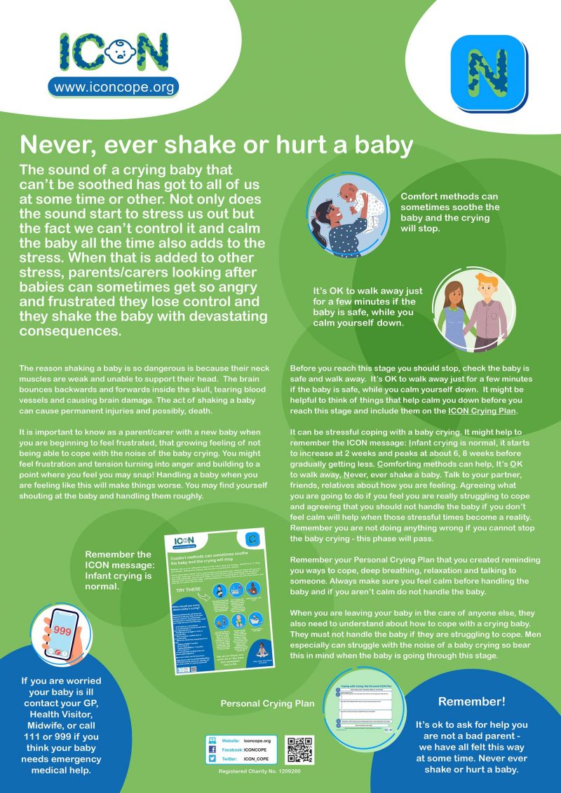 Show details for ICON – Poster – Never, ever shake or hurt a baby – gloss laminated