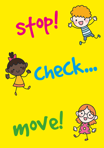 Show details for New Hand Washing Poster Yellow: Stop + Check + Move (Pack of 6)