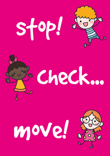 Show details for New Hand Washing Poster Pink: Stop + Check + Move (Pack of 6)