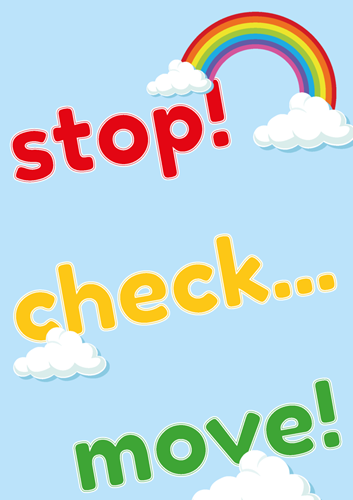 Show details for New Hand Washing Poster Blue: Stop + Check + Move (Pack of 6)
